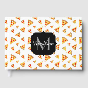Koele en leuke pizza plakjes patroon Monogram wit Gastenboek