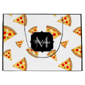 Koele en leuke pizza plakjes patroon Monogram wit Groot Cadeauzakje (Voorkant)