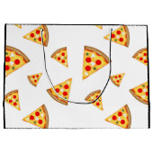 Koele en leuke pizza plakjes patroon Monogram wit Groot Cadeauzakje (Achterkant)