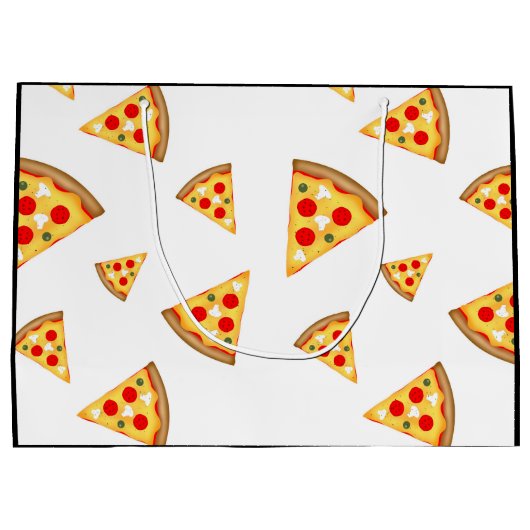 Koele en leuke pizza plakjes patroon Monogram wit Groot Cadeauzakje (Achterkant)