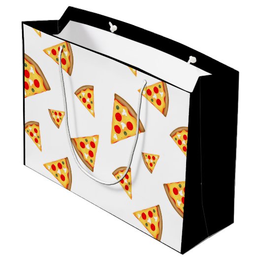 Koele en leuke pizza plakjes patroon Monogram wit Groot Cadeauzakje (Achterkant Gekanteld)