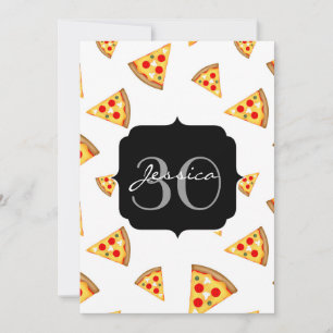 Koele en leuke pizza plakjes patroon Monogram wit Kaart