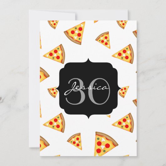 Koele en leuke pizza plakjes patroon Monogram wit Kaart (Voorkant)