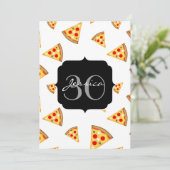 Koele en leuke pizza plakjes patroon Monogram wit Kaart (Staand voorkant)