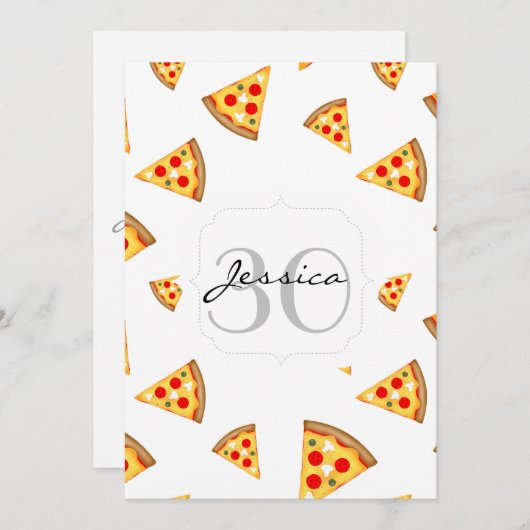 Koele en leuke pizza plakjes patroon Monogram wit Kaart (Voorkant / Achterkant)