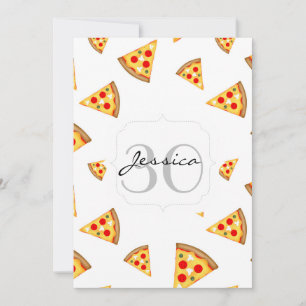 Koele en leuke pizza plakjes patroon Monogram wit Kaart