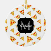 Koele en leuke pizza plakjes patroon Monogram wit Keramisch Ornament (Voorkant)