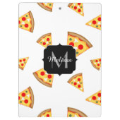 Koele en leuke pizza plakjes patroon Monogram wit Klembord (Achterkant)