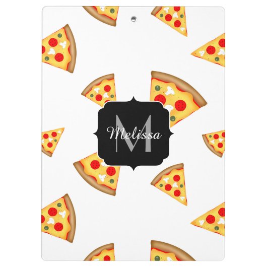 Koele en leuke pizza plakjes patroon Monogram wit Klembord (Achterkant)