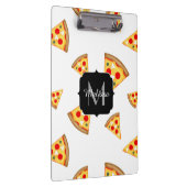 Koele en leuke pizza plakjes patroon Monogram wit Klembord (Rechts)