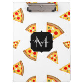 Koele en leuke pizza plakjes patroon Monogram wit Klembord (Voorkant)