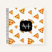 Koele en leuke pizza plakjes patroon Monogram wit Notitieboek (Voorkant)