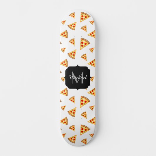 Koele en leuke pizza plakjes patroon Monogram wit Persoonlijk Skateboard (Voorkant)