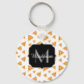 Koele en leuke pizza plakjes patroon Monogram wit Sleutelhanger (Voorkant)