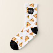 Koele en leuke pizza plakjes patroon Monogram wit Sokken (Links - buitenkant)