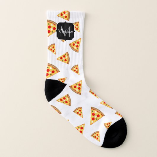 Koele en leuke pizza plakjes patroon Monogram wit Sokken (Rechts - buiten)