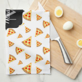 Koele en leuke pizza plakjes patroon Monogram wit Theedoek (Quarter Fold)