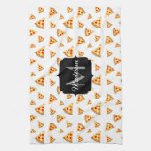Koele en leuke pizza plakjes patroon Monogram wit Theedoek (Verticaal)