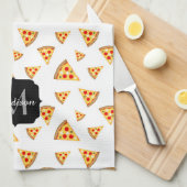 Koele en leuke pizza plakjes patroon Monogram wit Theedoek (Quarter Fold)