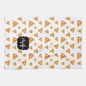 Koele en leuke pizza plakjes patroon Monogram wit Theedoek (Horizontaal)
