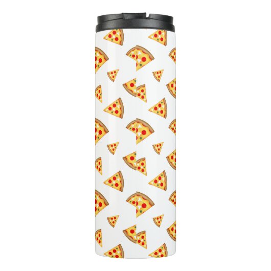 Koele en leuke pizza plakjes patroon Monogram wit Thermosbeker (Achterkant)