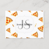 Koele en leuke pizza plakjes patroon Monogram wit Visitekaartje (Achterkant)