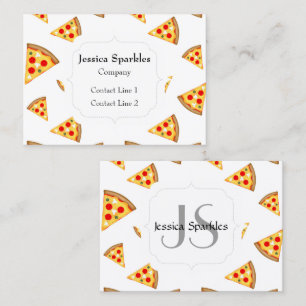 Koele en leuke pizza plakjes patroon Monogram wit Visitekaartje