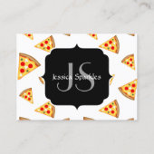 Koele en leuke pizza plakjes patroon Monogram wit Visitekaartje (Achterkant)