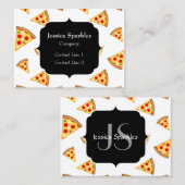 Koele en leuke pizza plakjes patroon Monogram wit Visitekaartje (Voorkant / Achterkant)