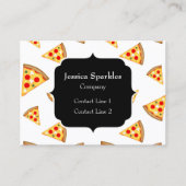 Koele en leuke pizza plakjes patroon Monogram wit Visitekaartje (Voorkant)