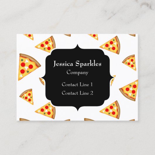 Koele en leuke pizza plakjes patroon Monogram wit Visitekaartje (Voorkant)