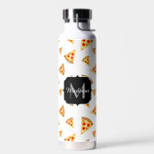Koele en leuke pizza plakjes patroon Monogram wit Waterfles (Links)