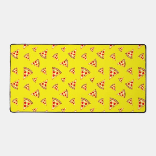 Koele en leuke pizza plakjes patroon neon geel bureaumat (Voorkant)