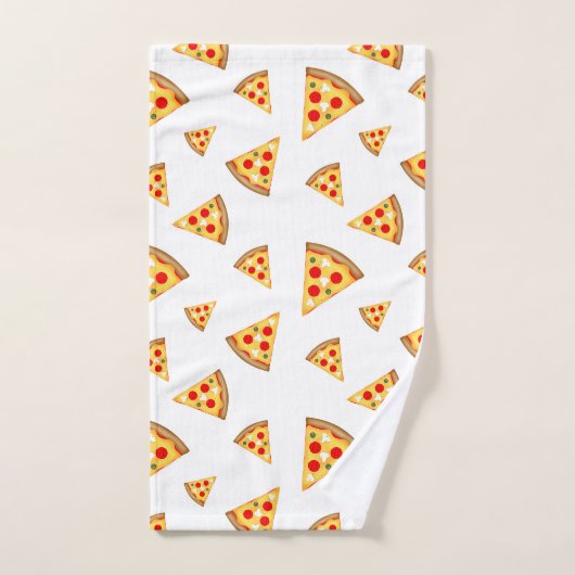 Koele en leuke pizza plakjes patroon op wit bad handdoek (Handdoek)