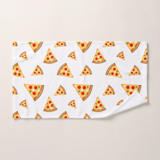 Koele en leuke pizza plakjes patroon op wit bad handdoek (Handdoek)