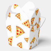 Koele en leuke pizza plakjes patroon op wit bedankdoosjes (Geopend)