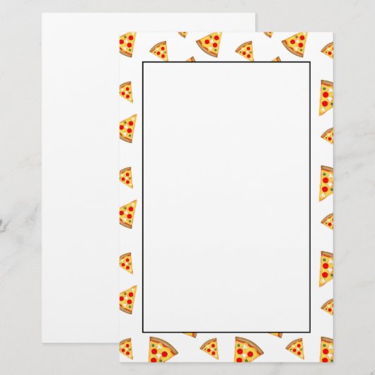 Koele en leuke pizza plakjes patroon op wit briefpapier (Voorkant / Achterkant)