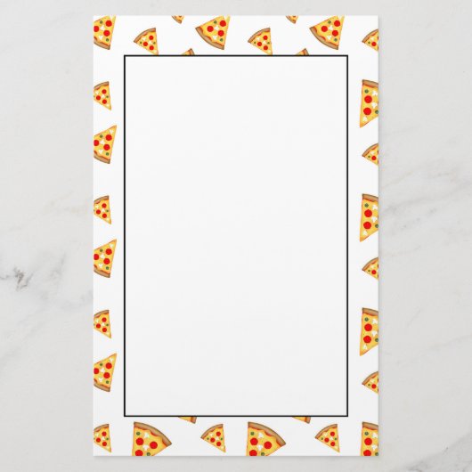 Koele en leuke pizza plakjes patroon op wit briefpapier (Voorkant)