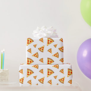 Koele en leuke pizza plakjes patroon op wit cadeaupapier