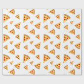 Koele en leuke pizza plakjes patroon op wit cadeaupapier (Vlak)
