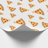 Koele en leuke pizza plakjes patroon op wit cadeaupapier (Hoek)