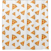 Koele en leuke pizza plakjes patroon op wit douchegordijn (Voorkant)