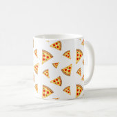 Koele en leuke pizza plakjes patroon op wit koffiemok (Voorkant rechts)