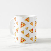 Koele en leuke pizza plakjes patroon op wit koffiemok (Voorkant links)