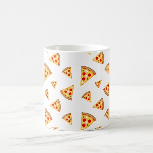 Koele en leuke pizza plakjes patroon op wit koffiemok (Center)
