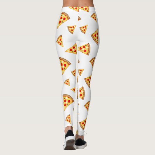 Koele en leuke pizza plakjes patroon op wit leggings (Achterkant)
