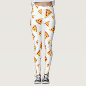Koele en leuke pizza plakjes patroon op wit leggings (Voorkant)