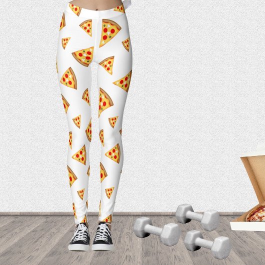 Koele en leuke pizza plakjes patroon op wit leggings