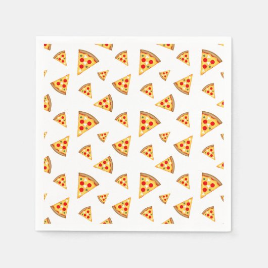 Koele en leuke pizza plakjes patroon op wit servet (Voorkant)