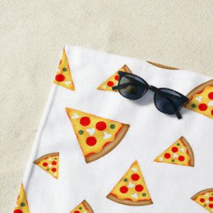 Koele en leuke pizza plakjes patroon op wit strandlaken